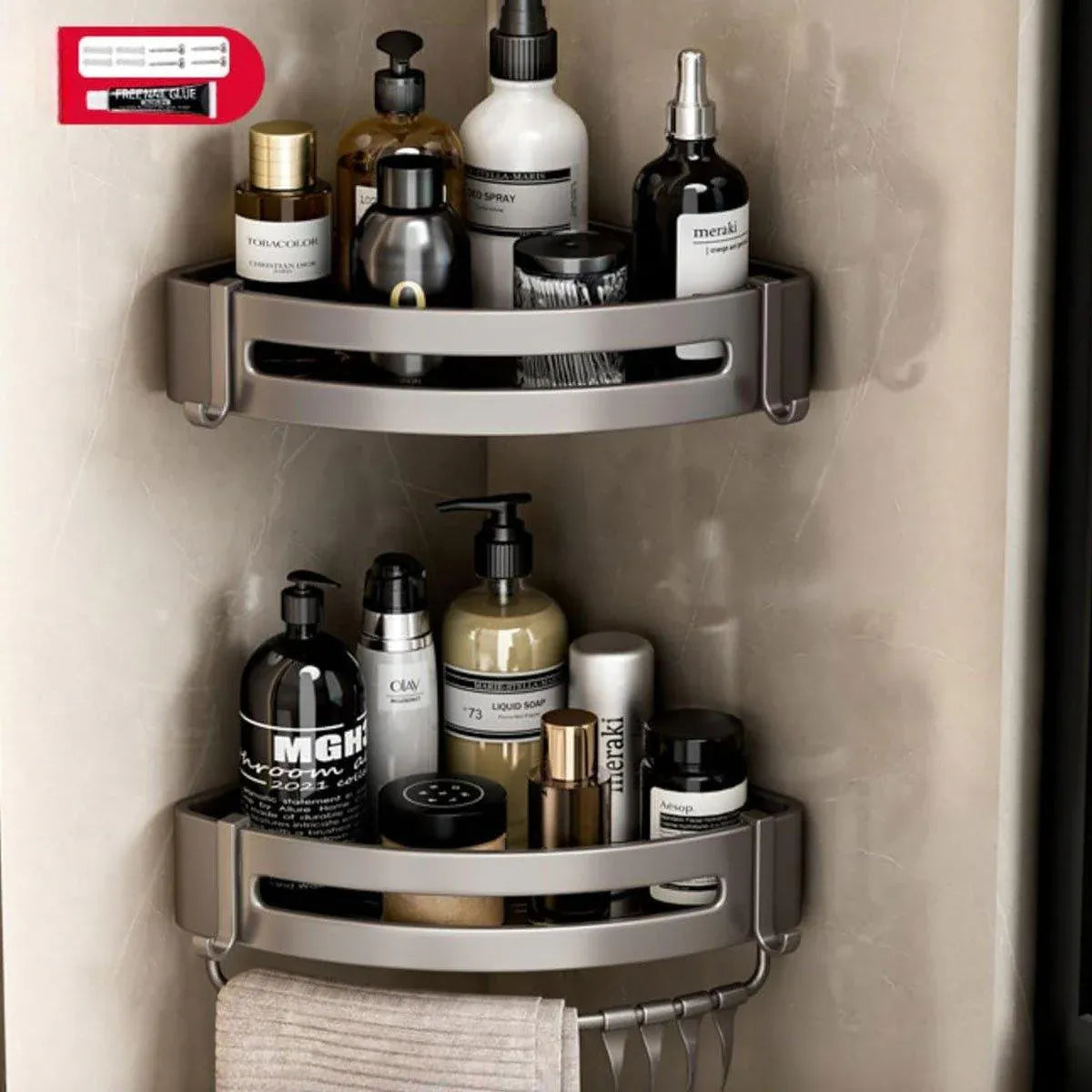 Premium Single Tier Triangle Shower Shelf – Matte Black