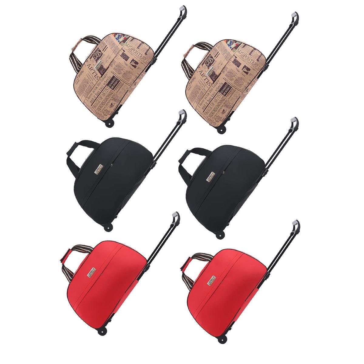 Wheeled Travel Duffle Trolley Bag - Waterproof, Lightweight, 24in - Black