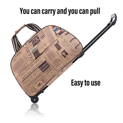 Wheeled Travel Duffle Trolley Bag - Waterproof, Lightweight, 24in - Black