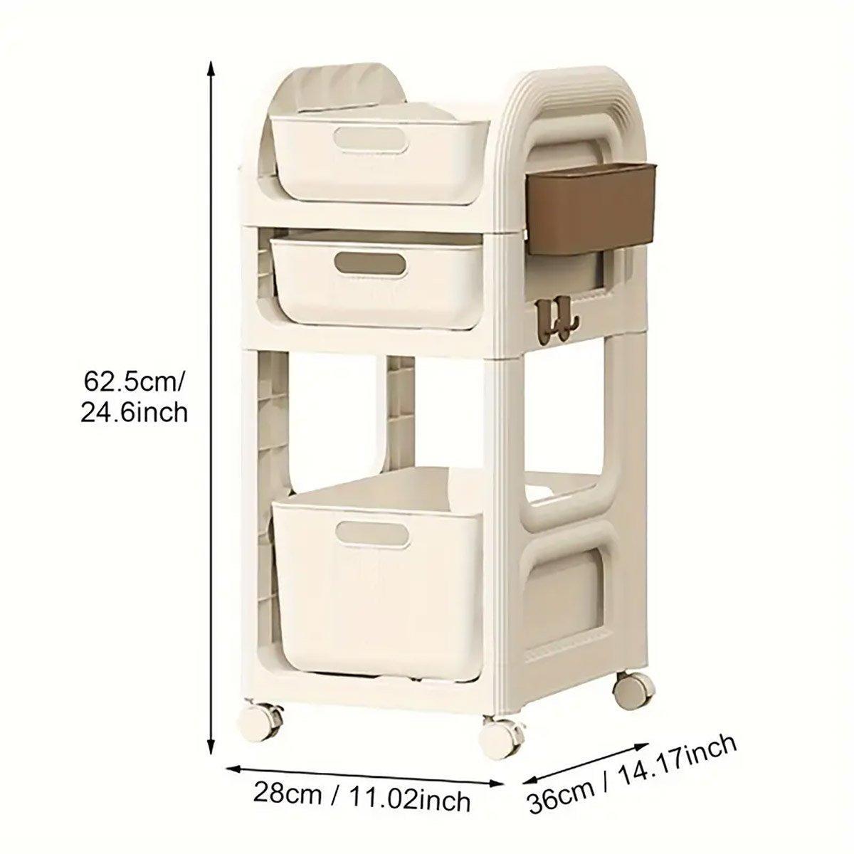 3-Tier Mobile Storage Trolley with Wheels for Easy Organization