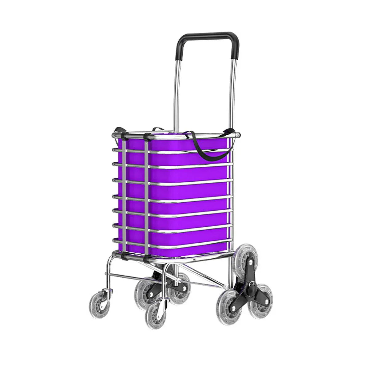 Premium Folding Shopping Trolley – Purple 8 Wheels