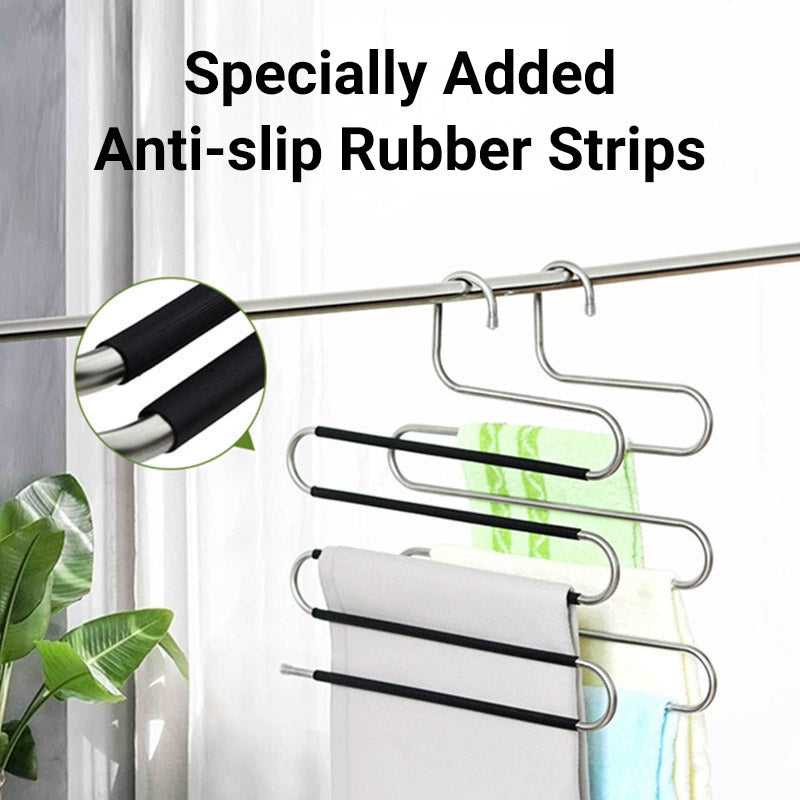 4pcs S Shape Stainless Steel Hangers 5-Tier Non-Slip Closet Organiser 33cm x 36cm - SuperSaverAU - view 4