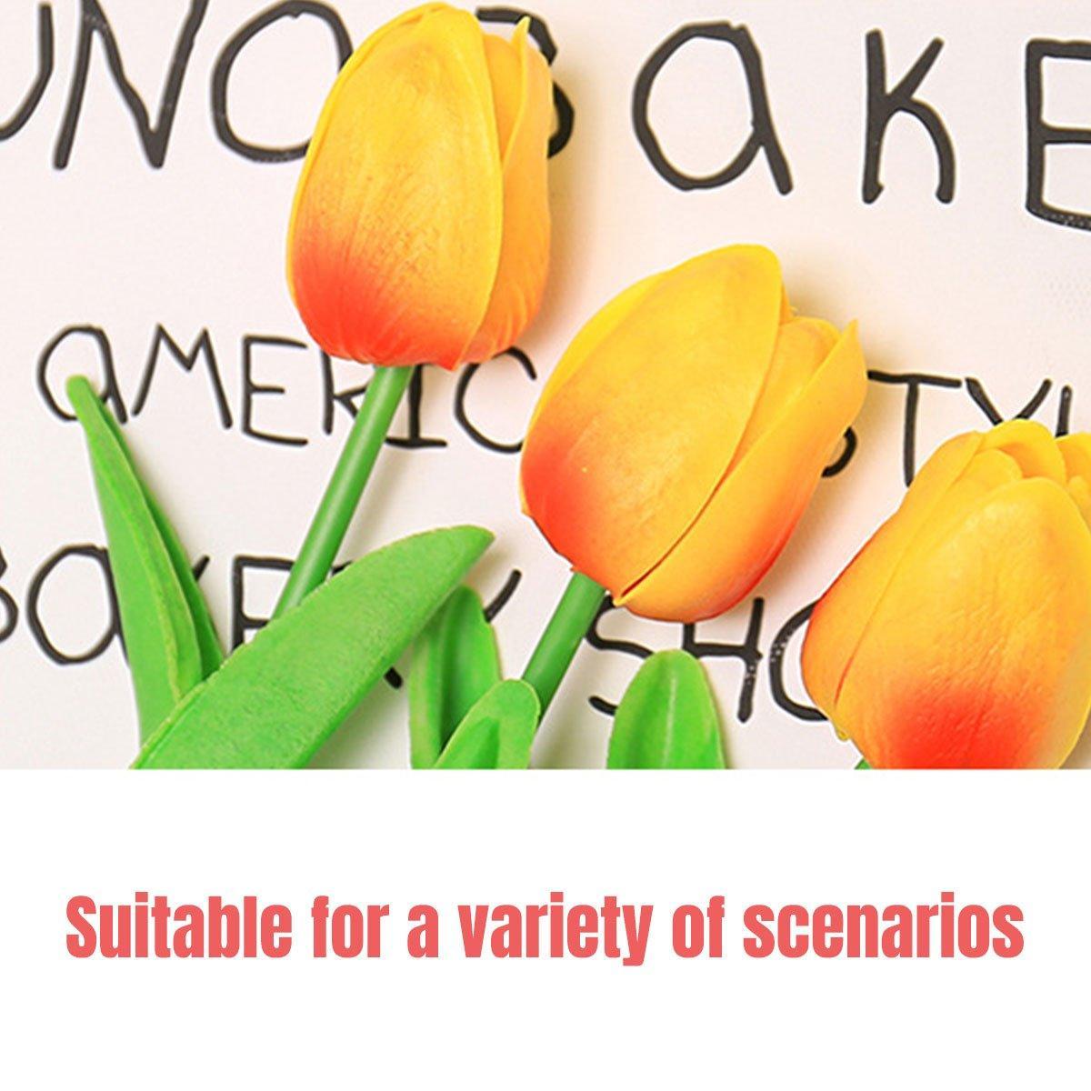 20PCS Real Touch Artificial Tulip Bouquet - 33cm Silk Flowers for Home Wedding Decor - White