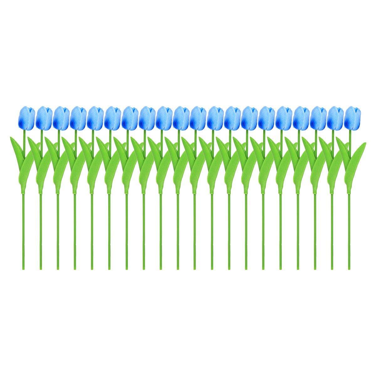 20PCS Real Touch Artificial Tulip Bouquet - 33cm Silk Flowers for Home Wedding Decor - White