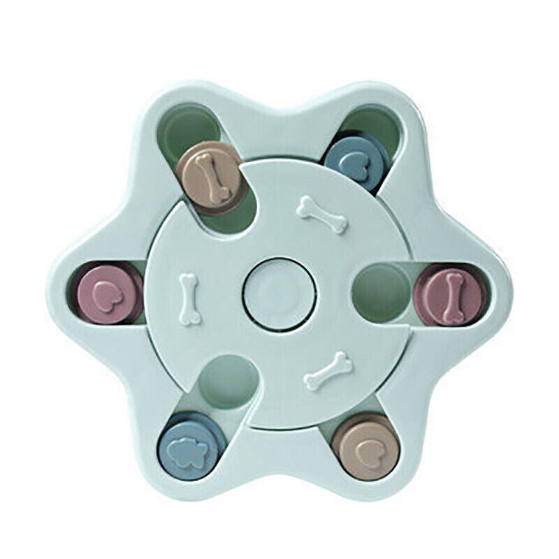 Premium Blue Hexagon Dog Treat Dispenser Puzzle Toy