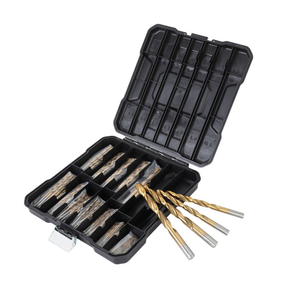 99-Piece HSS Titanium Drill Bit Set - 1.5-8mm for Wood and Metal