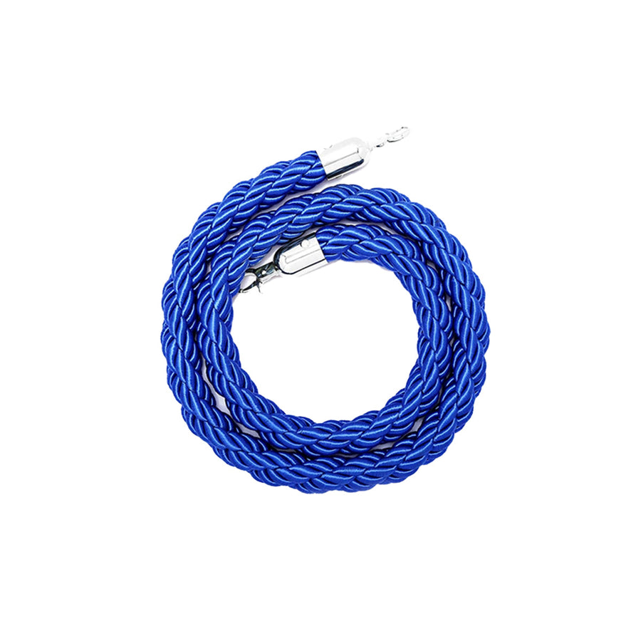 Premium Braided Stanchion Barrier Rope with Metal Hooks - Blue, 1.5m