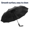 Premium Automatic 12-Rib Folding Umbrella – Black