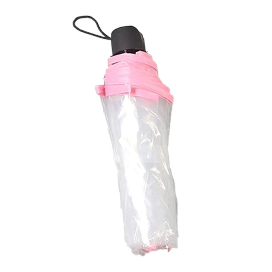 Premium Manual Transparent Folding Umbrella – Pink