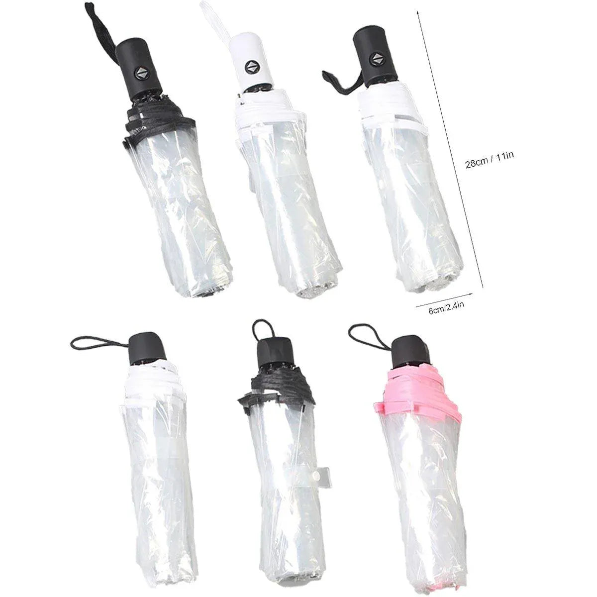 Premium Manual Transparent Folding Umbrella – Pink