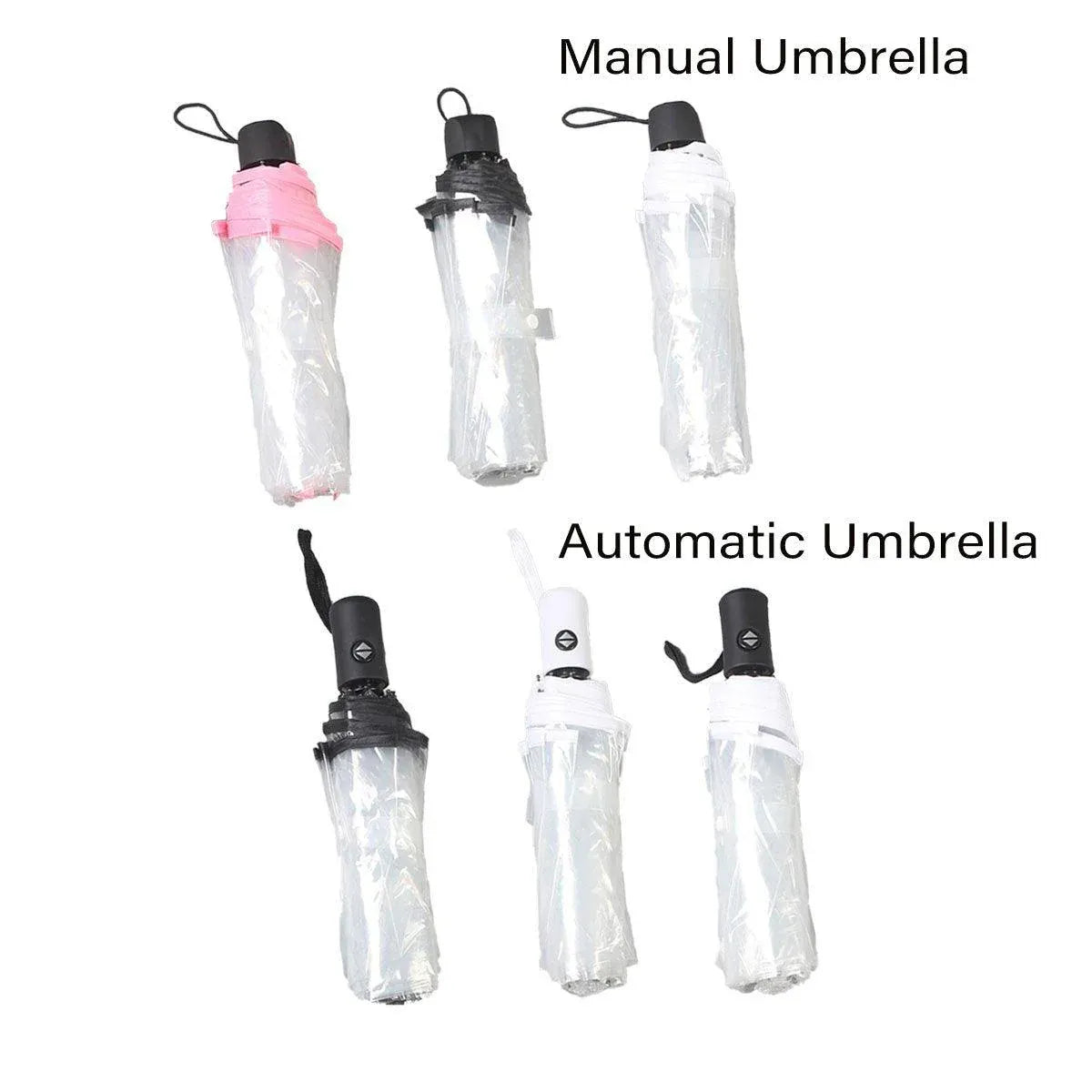 Premium Manual Transparent Folding Umbrella – Pink