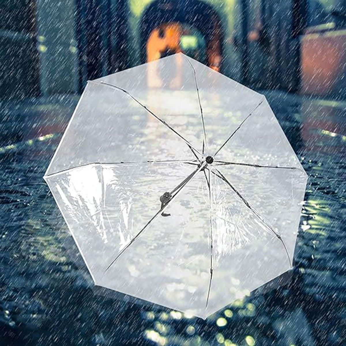 Premium Manual Transparent Folding Umbrella – Pink