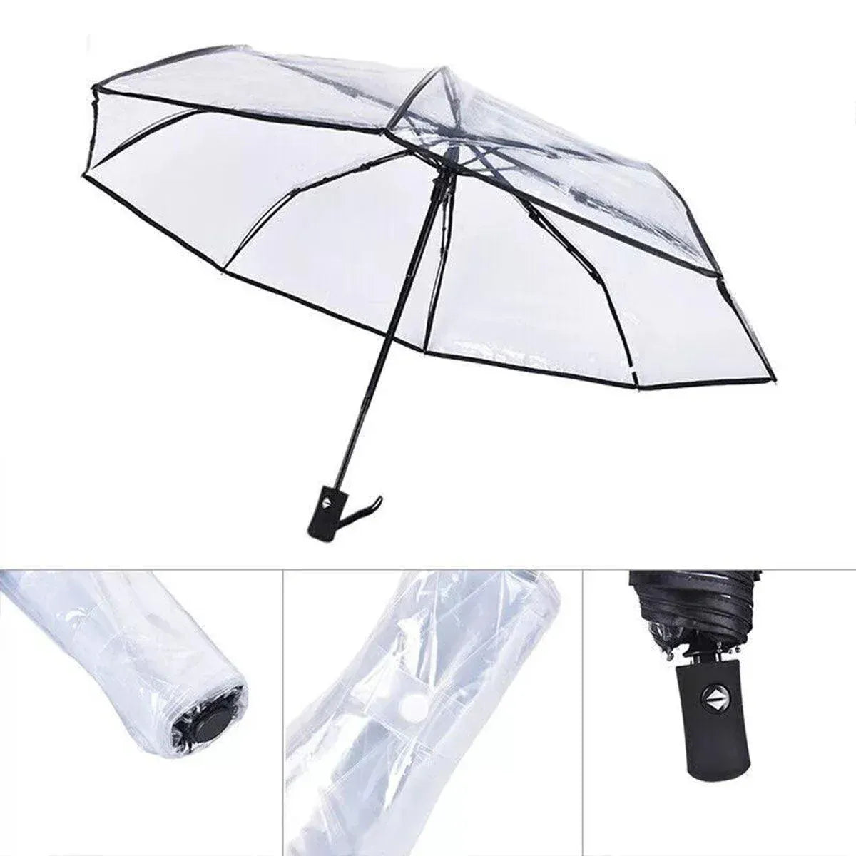 Premium Manual Transparent Folding Umbrella – Pink
