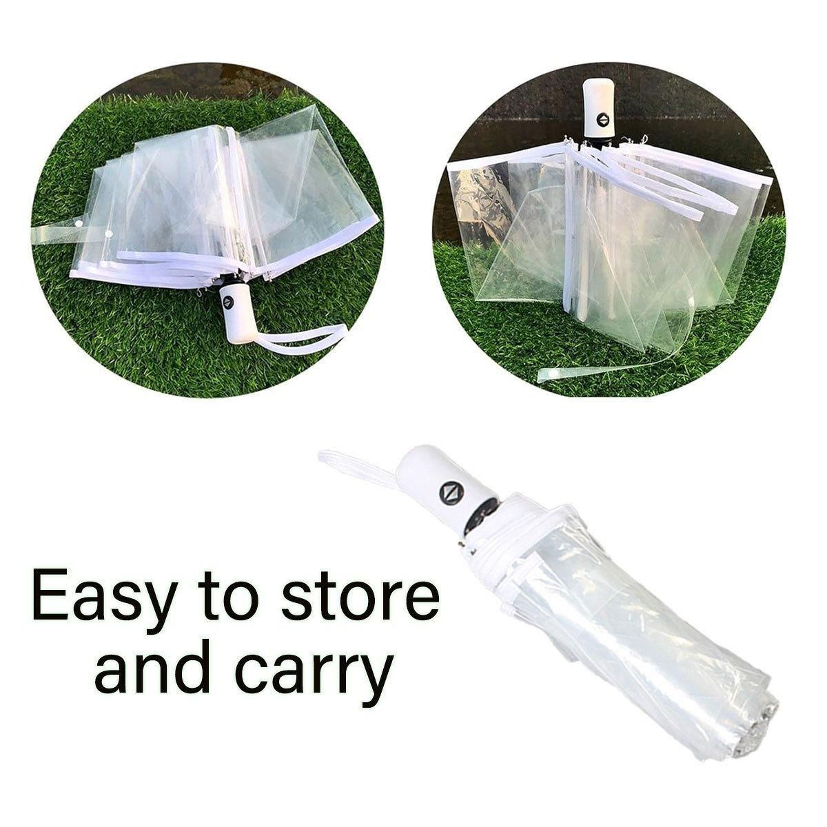 Premium Manual Transparent Folding Umbrella – Pink