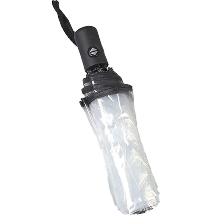 Premium Automatic Transparent Folding Umbrella – Black