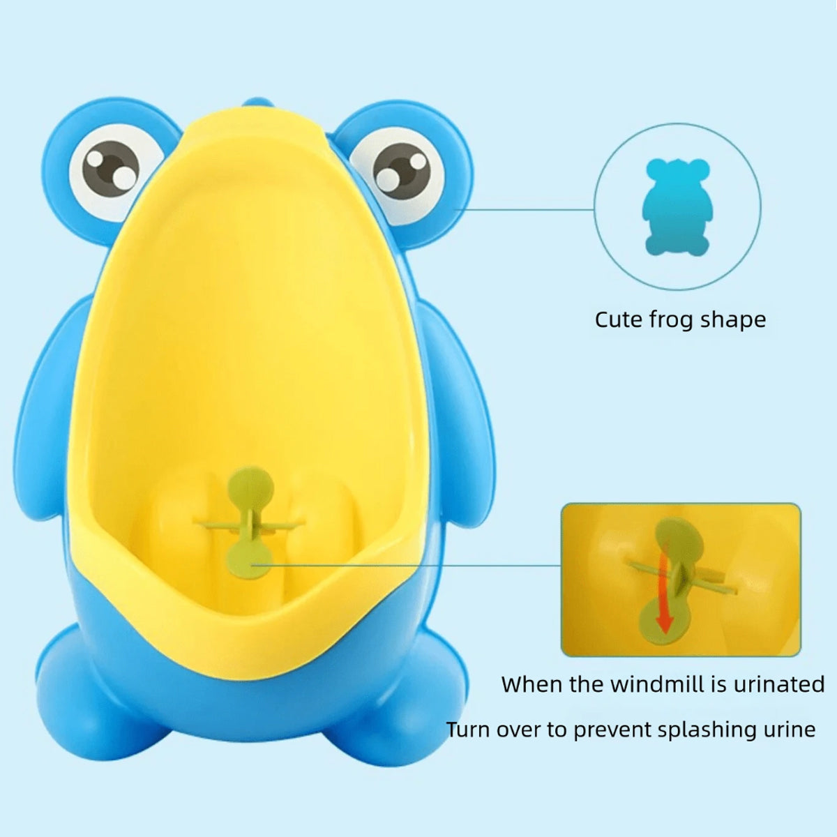 Wall-Mounted Frog Urinal for Toilet Training, 15.5 × 29.5 × 22 cm, Blue