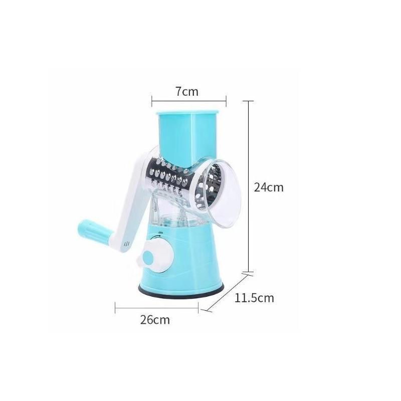 Premium Manual Rotary Vegetable Grater – Blue with 3 Drum Blades