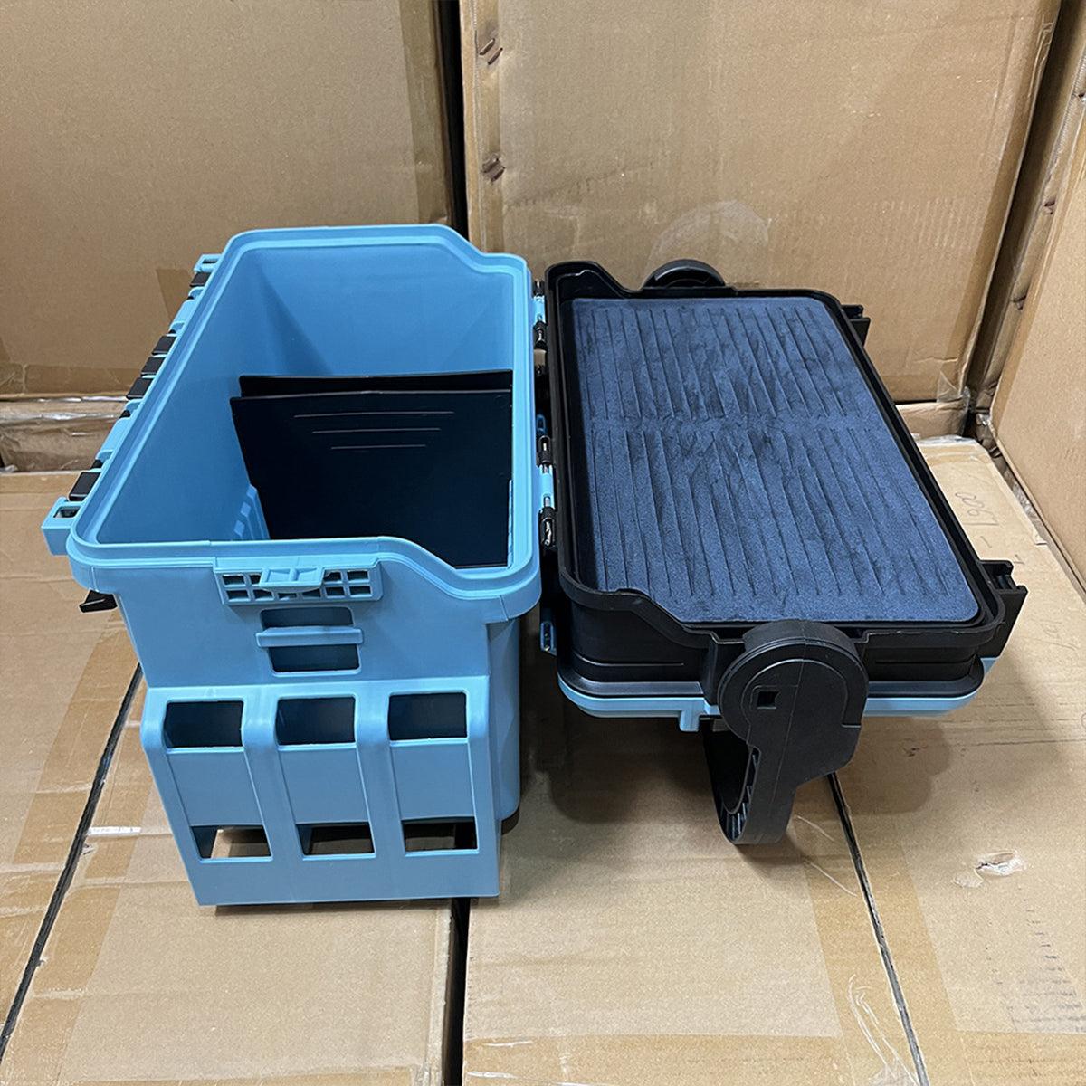 Multifunctional Fishing Tackle Box - 31cm x 23cm x 23cm - Portable Gear Organizer - Blue