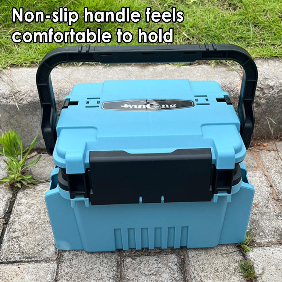 Multifunctional Fishing Tackle Box - 31cm x 23cm x 23cm - Portable Gear Organizer - Blue