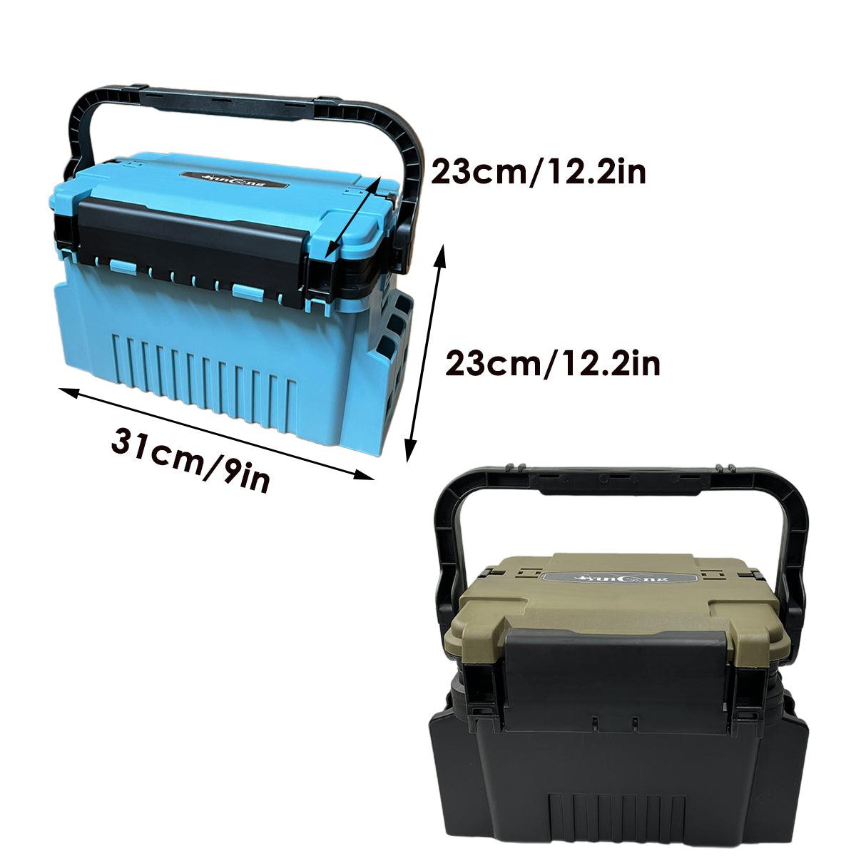 Multifunctional Fishing Tackle Box 31cm x 23cm x 23cm - Portable Gear Organizer - Green