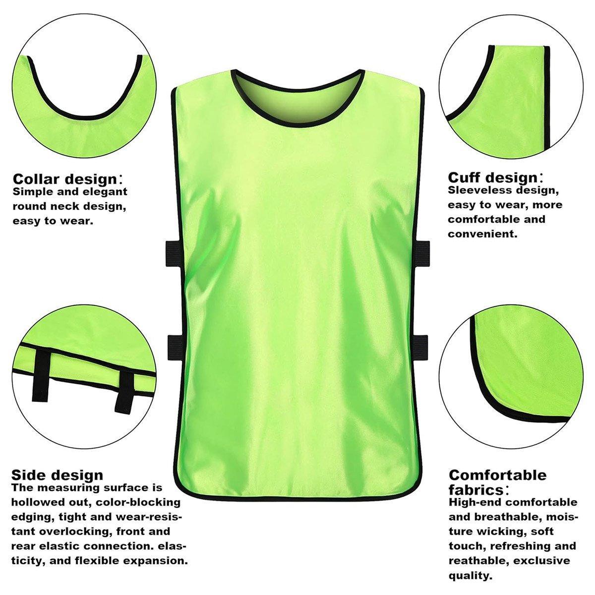 6X Sports Training Bibs - Team Vests for Soccer, Basketball, Cricket - Grass Green-L - SuperSaverAU - view 5