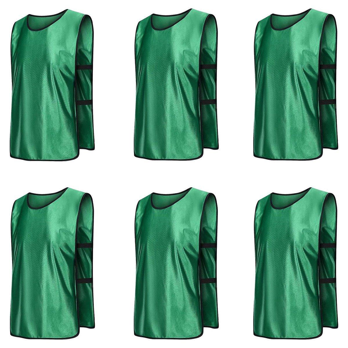 6X Sports Training Bibs - Team Vests for Soccer, Basketball, Cricket - Grass Green-L