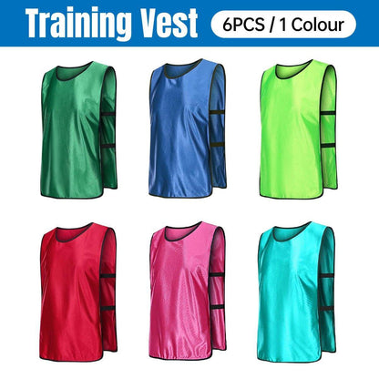6X Sports Training Bibs - Team Vests for Soccer, Basketball, Cricket - Pink-L