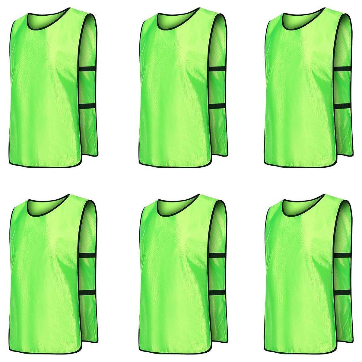 6X Sports Training Bibs - Team Vests for Soccer, Basketball, Cricket - Pink-L