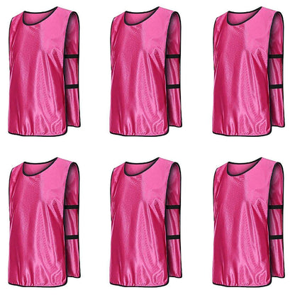 6X Sports Training Bibs - Team Vests for Soccer, Basketball, Cricket - Pink-L