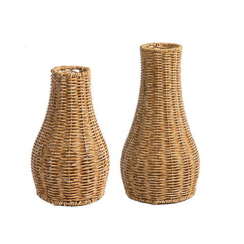Imitation Rattan Woven Vase Decorative Flower Vase Arrangement for Home Decor - Small - SuperSaverAU - view 1