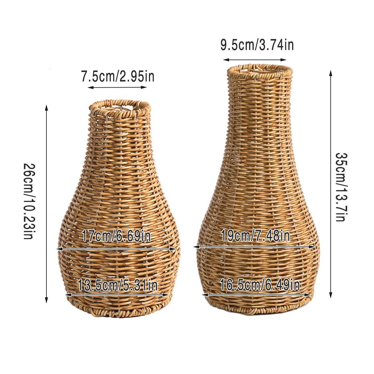 Imitation Rattan Woven Vase Decorative Flower Vase Arrangement for Home Decor - Small - SuperSaverAU - view 2