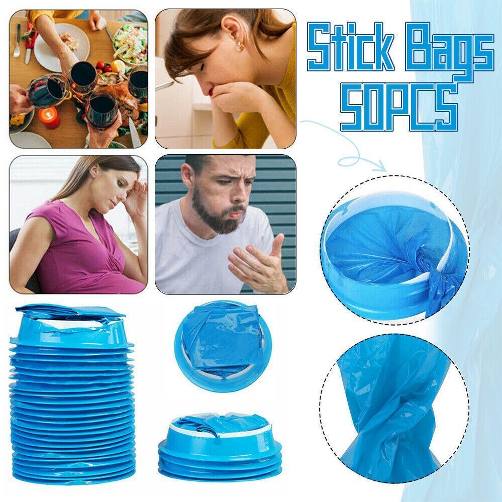 50 Leakproof Vomit Bags for Travel by Premium - Emergency Use