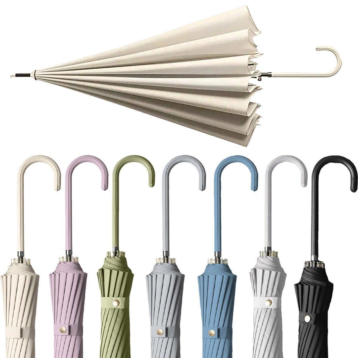 Large 16-Bone Automatic Umbrella - Unisex Long Handle, Dual Use Rain & Sun - Green - SuperSaverAU - view 2