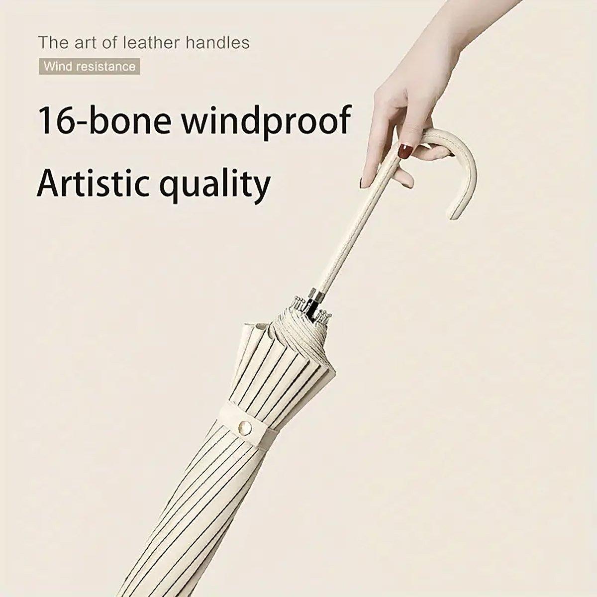 Large 16-Bone Automatic Umbrella - Unisex Long Handle, Dual Use Rain & Sun - Green - SuperSaverAU - view 4