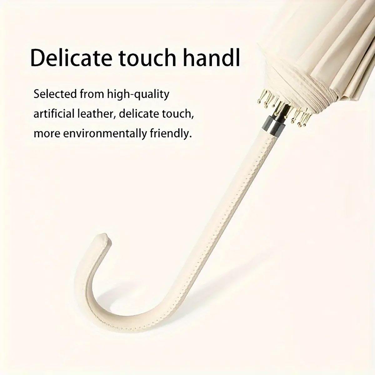 Large 16 Bone Automatic Umbrella Unisex Long Handle Dual Use Rain Sun Umbrella - Green