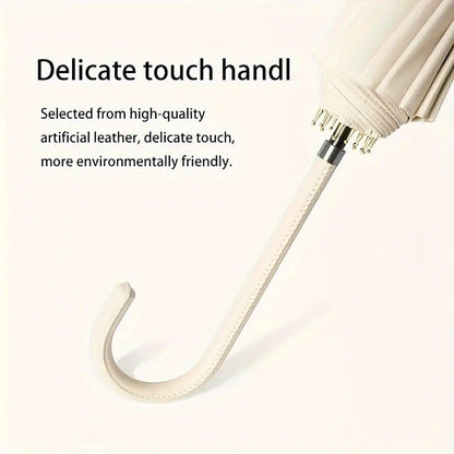 Large 16 Bone Automatic Umbrella Unisex Long Handle Dual Use Rain Sun Umbrella - Purple