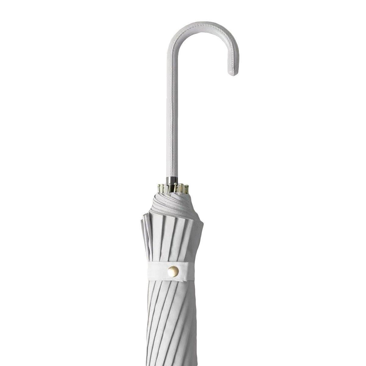 Large 16 Bone Automatic Umbrella Unisex Long Handle Dual Use Rain Sun Umbrella - White