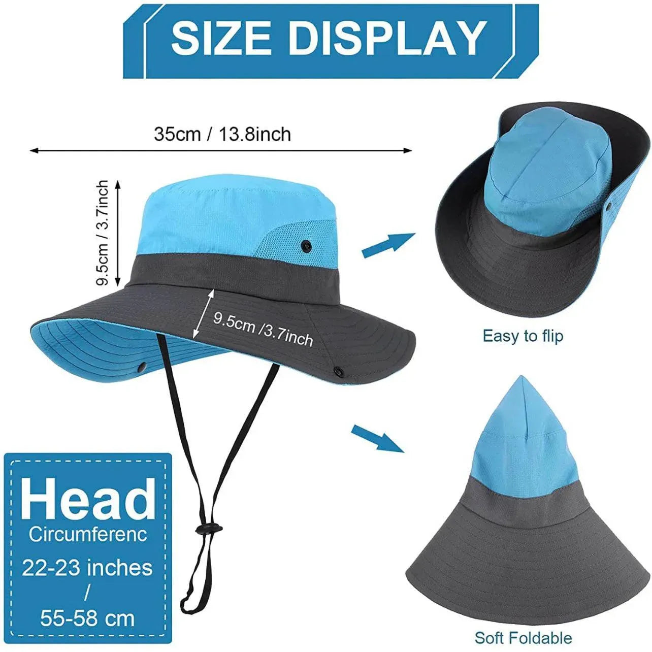 Premium Watermelon Red Women's Wide Brim Ponytail UV Sun Visor Hat