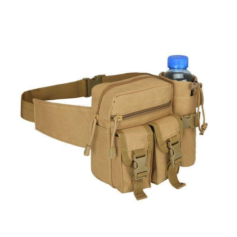 Premium Crocox Khaki Tactical Waist Bag with Bottle Pouch