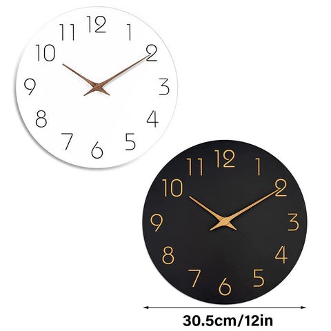 12 Inch Wall Clock - Silent Quartz Movement, Easy-to-Read Dial, Lightweight Design - SuperSaverAU - view 2
