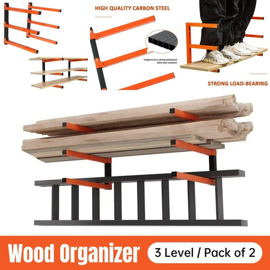 2PCS Wall-Mounted Folding Storage Rack - Carbon Steel Multi-Layer Organizer