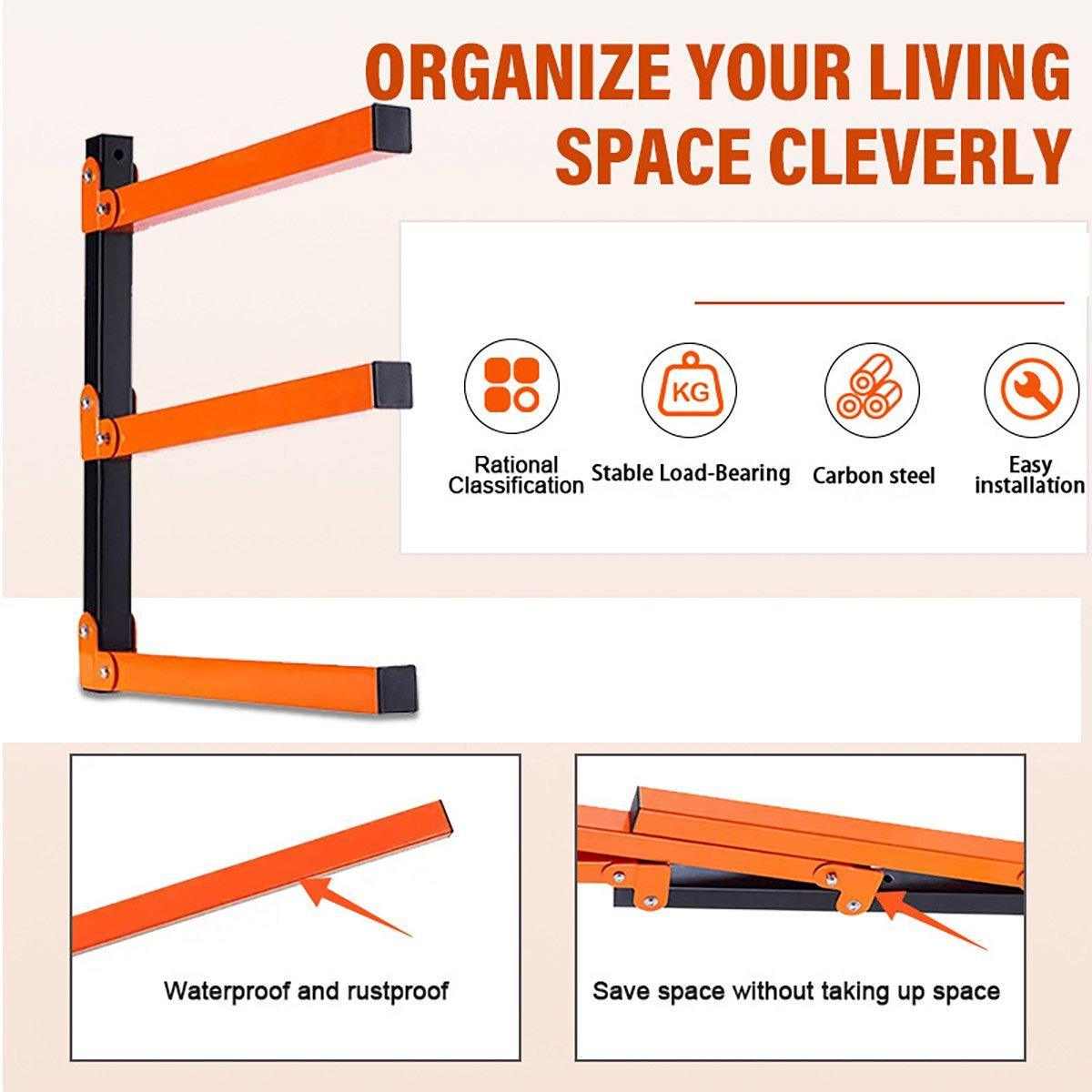 2PCS Wall-Mounted Folding Storage Rack - Carbon Steel Multi-Layer Organizer - SuperSaverAU - view 4