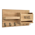 Premium Wooden Wall Mounted Key Holder Mail Organiser Coat Rack with 7 Hooks