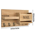 Premium Wooden Wall Mounted Key Holder Mail Organiser Coat Rack with 7 Hooks