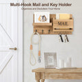 Premium Wooden Wall Mounted Key Holder Mail Organiser Coat Rack with 7 Hooks