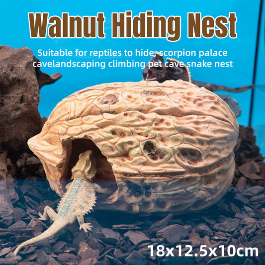 Pet Climbing Shelter Simulated Walnut Resting Box Small Animal Hideaway Decor