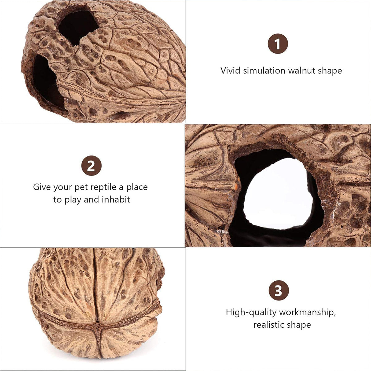 Walnut-Inspired Climbing Shelter for Reptiles & Small Pets, 18 x 12.5 x 10 cm - SuperSaverAU - view 4