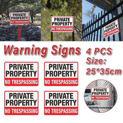 4PCS Reflective Metal Security Camera Warning Signs for Surveillance