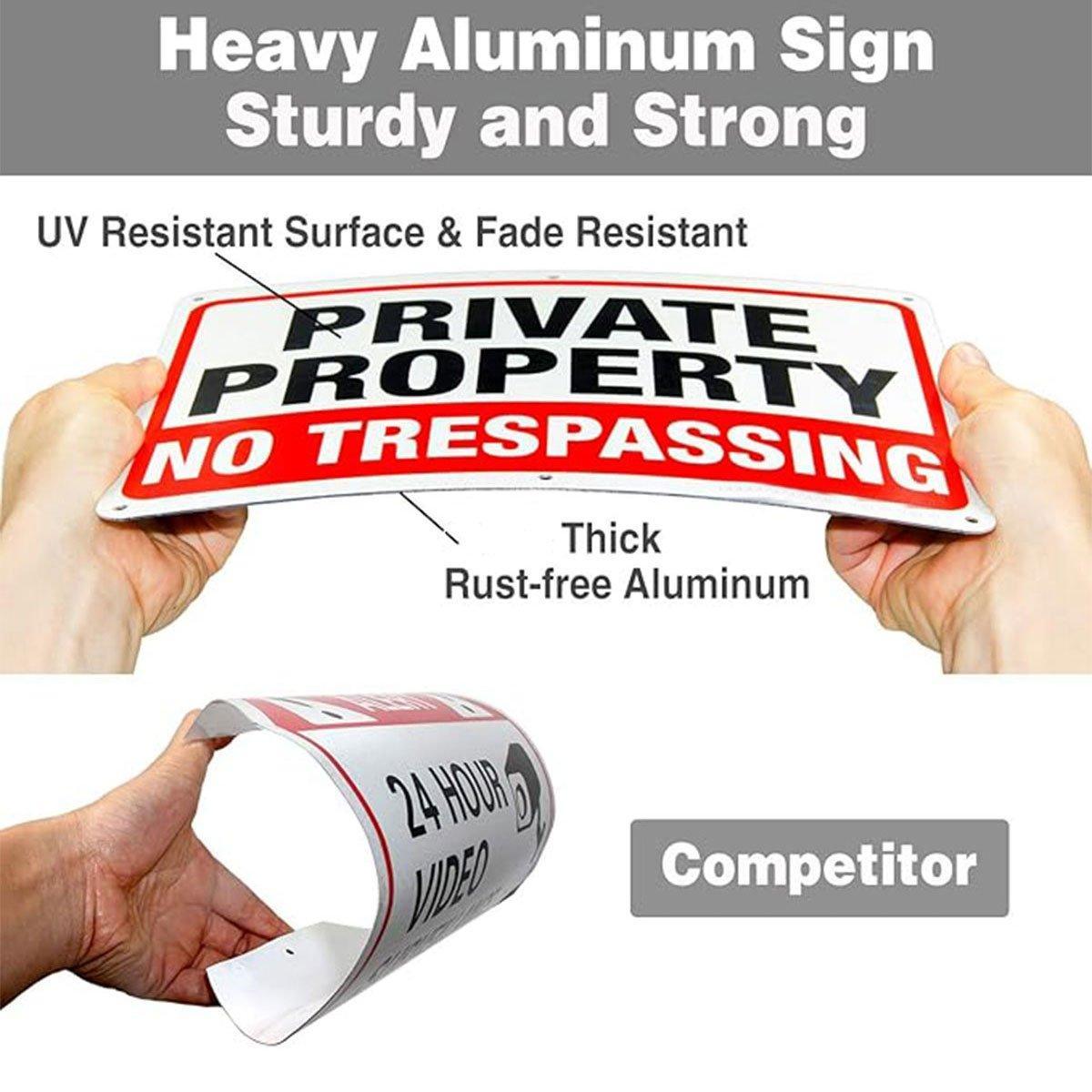 4PCS Reflective Metal Security Camera Warning Signs for Surveillance