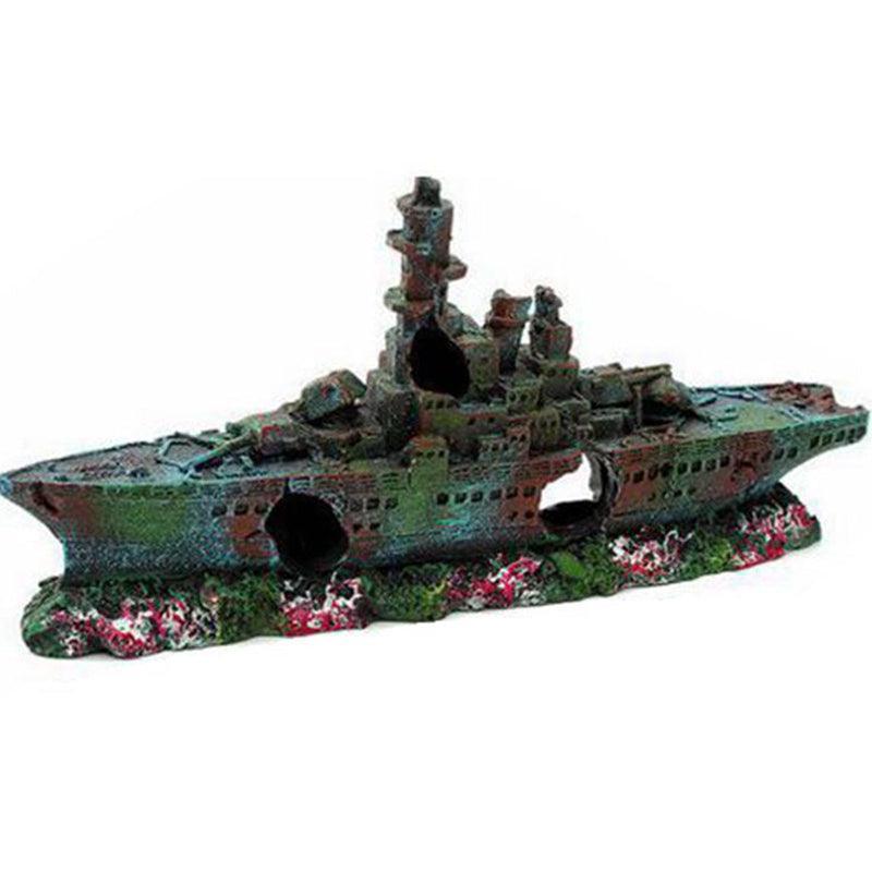 Premium Aquarium Shipwreck Resin Fish Tank Ornament - 23cm